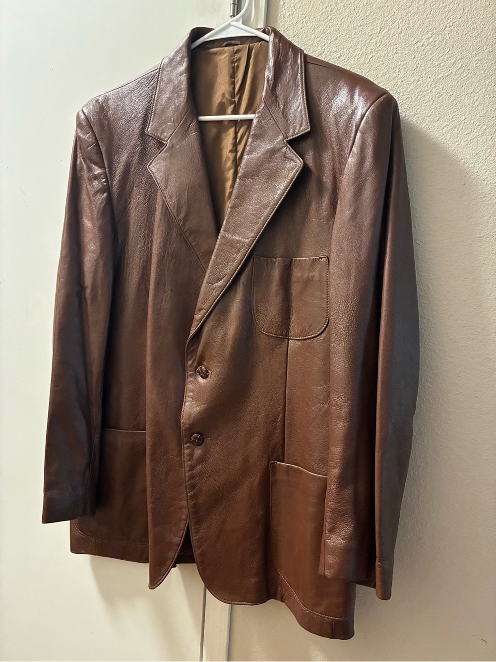 Retro 1970’s Classic Brown Cabretta Leather by Grais Blazer Jacket